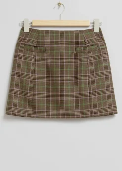 & Other Stories Skirts | A-Line Mini Skirt Beige Checks