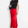 & Other Stories Skirts | Asymmetric Satin Midi Skirt Red