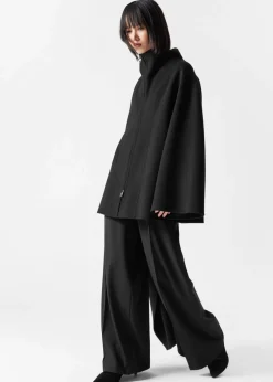 & Other Stories Outerwear | Asymmetric Wool-Blend Cape Black
