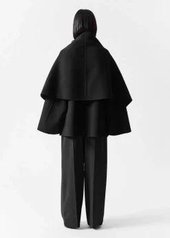 & Other Stories Outerwear | Asymmetric Wool-Blend Cape Black