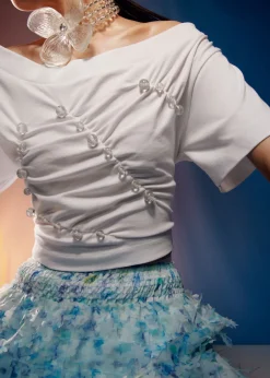 & Other Stories Tops | Beaded Off-Shoulder Top White