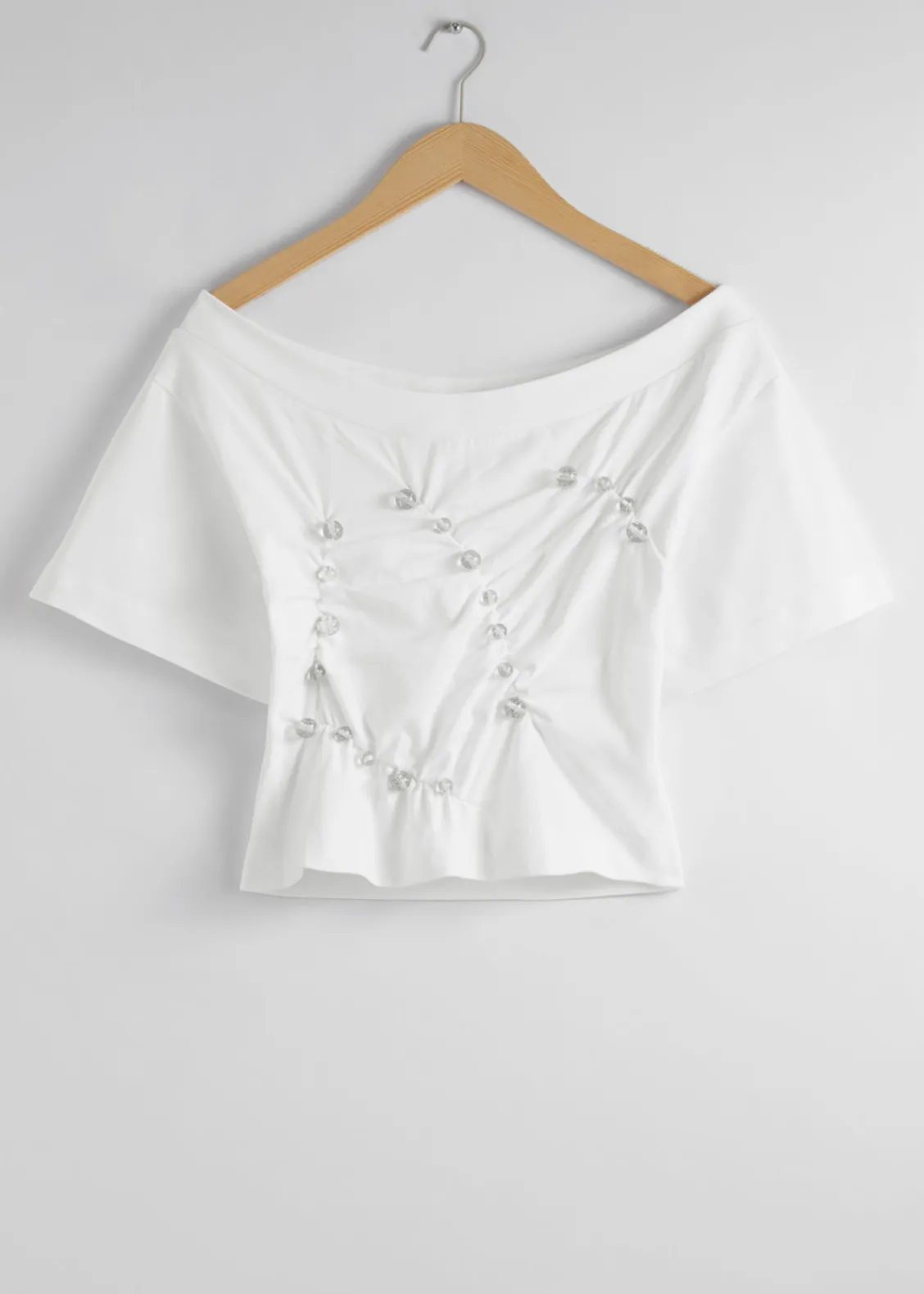 & Other Stories Tops | Beaded Off-Shoulder Top White