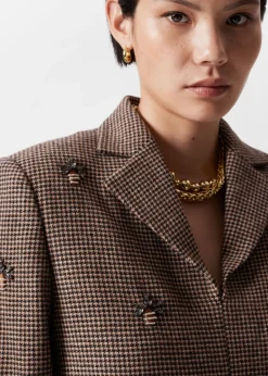 & Other Stories Dresses | Bee-Embroidered Blazer Mini Dress Brown Tweed