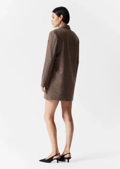 & Other Stories Dresses | Bee-Embroidered Blazer Mini Dress Brown Tweed