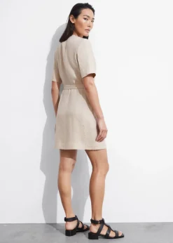 & Other Stories Dresses | Belted Linen Mini Dress Beige