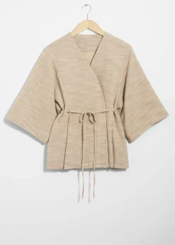 & Other Stories Outerwear | Belted Silk-Blend Jacket Beige