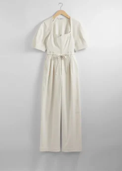 & Other Stories Jumpsuits | Belted Zip-Front Jumpsuit White