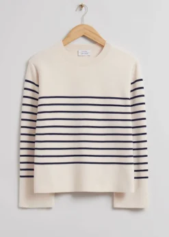 & Other Stories Sweaters & Knits | Boxy Nautical Striped Sweater Cream/Dark Blue Striped