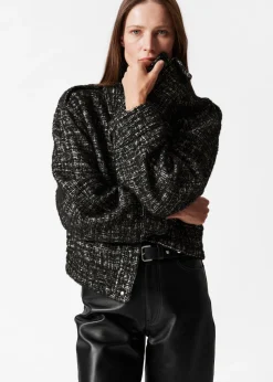 & Other Stories Outerwear | Boxy Tweed Jacket Black Tweed