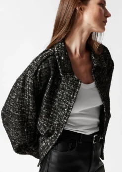 & Other Stories Outerwear | Boxy Tweed Jacket Black Tweed