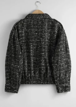 & Other Stories Outerwear | Boxy Tweed Jacket Black Tweed