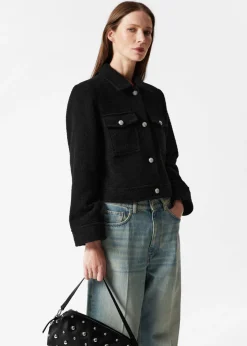 & Other Stories Outerwear | Buttoned Bouclé Jacket Black
