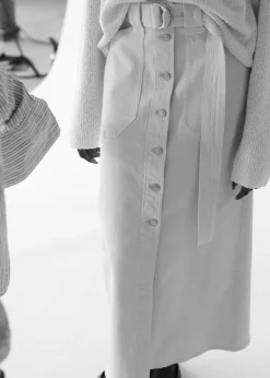 & Other Stories Skirts | Buttoned Denim Midi Skirt Cream