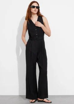 & Other Stories Jumpsuits | Buttoned Sleeveless Jumpsuit Black