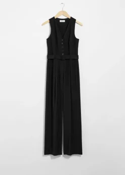 & Other Stories Jumpsuits | Buttoned Sleeveless Jumpsuit Black