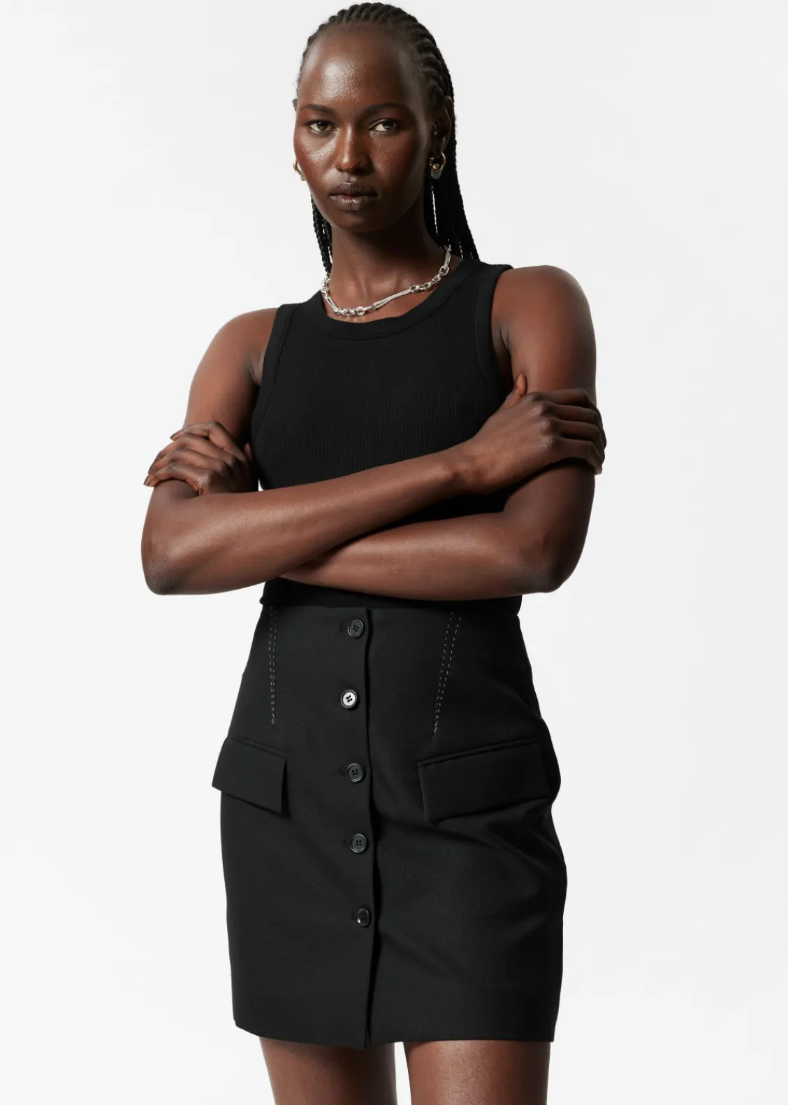 & Other Stories Sets & Suits | Skirts | Buttoned Wool-Blend Mini Skirt Black