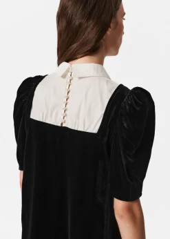 & Other Stories Dresses | Collared Velvet Mini Dress Black