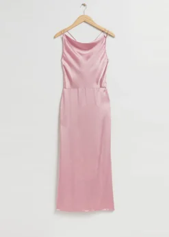 & Other Stories Dresses | Cowl-Neck Satin Dress Dusty Pink