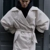 & Other Stories Outerwear | Crinkle-Effect Trench Coat Beige