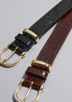 & Other Stories Belts | Croc Embossed Leather Belt