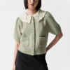 & Other Stories Sweaters & Knits | Crochet-Collar Knit Cardigan Khaki