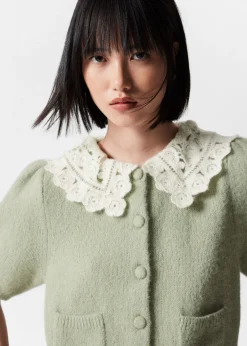 & Other Stories Sweaters & Knits | Crochet-Collar Knit Cardigan Khaki