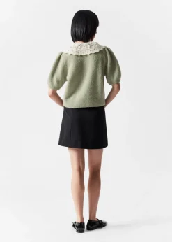 & Other Stories Sweaters & Knits | Crochet-Collar Knit Cardigan Khaki