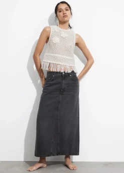 & Other Stories Tops | Crocheted Fringe Tank Top Cream