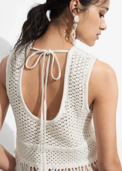 & Other Stories Tops | Crocheted Fringe Tank Top Cream