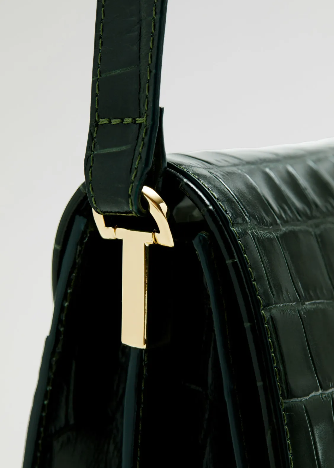 & Other Stories Shoulder Bags | Croco Leather Bag Dark Green