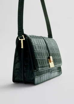 & Other Stories Shoulder Bags | Croco Leather Bag Dark Green