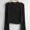 & Other Stories Tops | Cropped Asymmetric Frilled Top