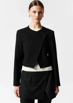 & Other Stories Outerwear | Cropped Collarless Blazer Black