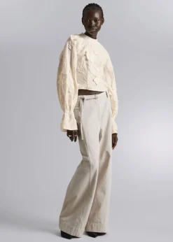 & Other Stories Blouses & Shirts | Cropped Floral-Appliqué Blouse