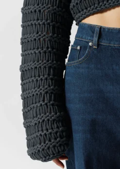 & Other Stories Sweaters & Knits | Cropped Open-Stitch Jumper Navy