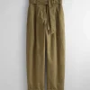& Other Stories Pants | Cropped Paperbag Trousers Khaki