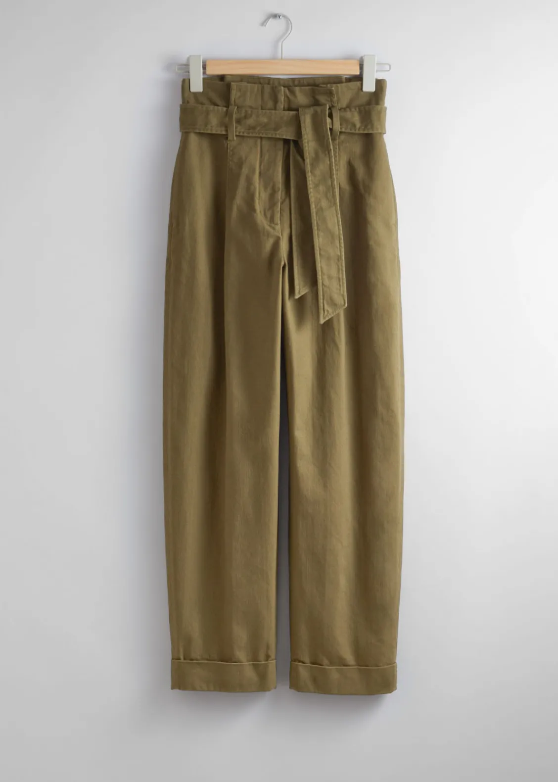 & Other Stories Pants | Cropped Paperbag Trousers Khaki