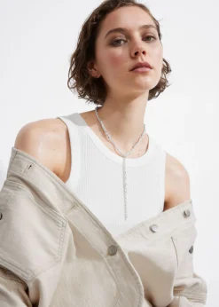& Other Stories Necklaces | Crystal-Beaded Chain Necklace Silver
