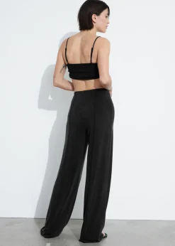 & Other Stories Pants | Cupro Pin Tuck Trousers Black
