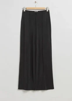 & Other Stories Pants | Cupro Pin Tuck Trousers Black
