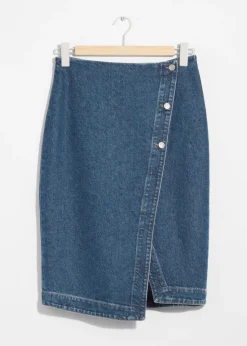 & Other Stories Skirts | Denim Wrap Midi Skirt Blue