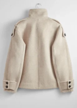 & Other Stories Outerwear | Double-Breasted Wool Jacket Light Beige