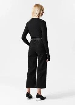 & Other Stories Tops | Draped Metal-Trimmed Top Black