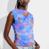 & Other Stories Tops | Draped Printed Top Blue Print