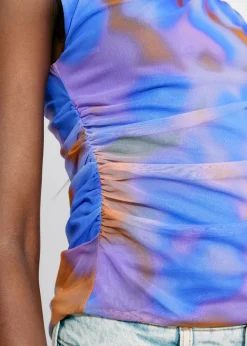 & Other Stories Tops | Draped Printed Top Blue Print