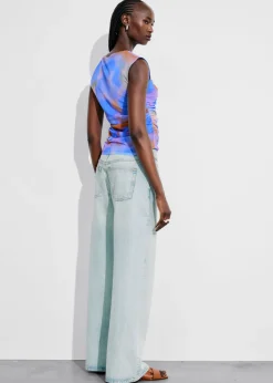 & Other Stories Tops | Draped Printed Top Blue Print