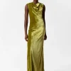 & Other Stories Dresses | Draped Velvet Maxi Dress Olive