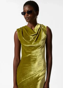 & Other Stories Dresses | Draped Velvet Maxi Dress Olive