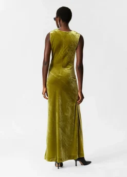 & Other Stories Dresses | Draped Velvet Maxi Dress Olive