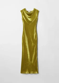 & Other Stories Dresses | Draped Velvet Maxi Dress Olive